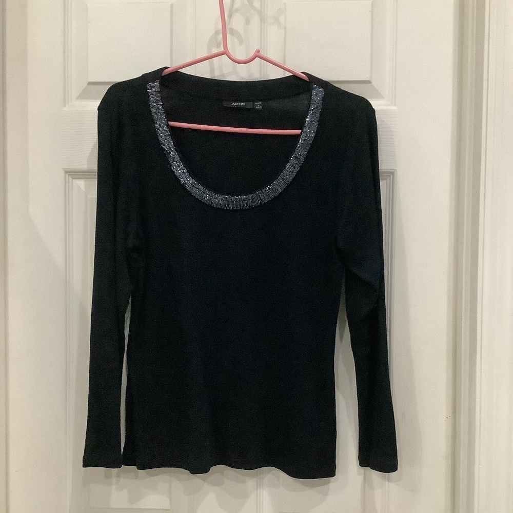 Apt 9, Classy dark blue/ navy , long sleeve top, size PL